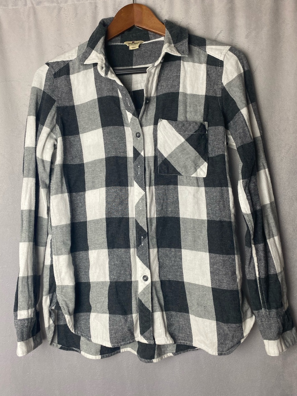 Woolrich Black White Buffalo Check Cotton Button-Down Preppy Fall Shirt S